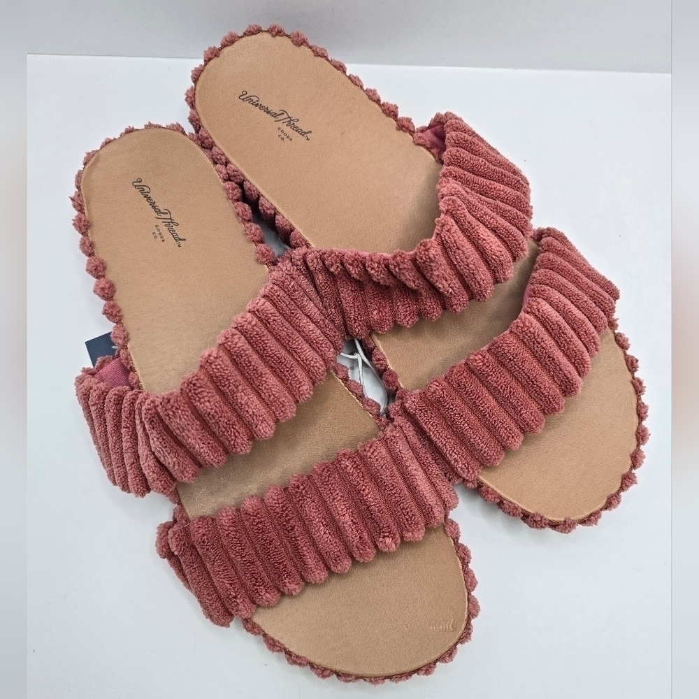 Universal Thread | 'Kyla' dark pink corduroy boho slide sandals | WMS 10